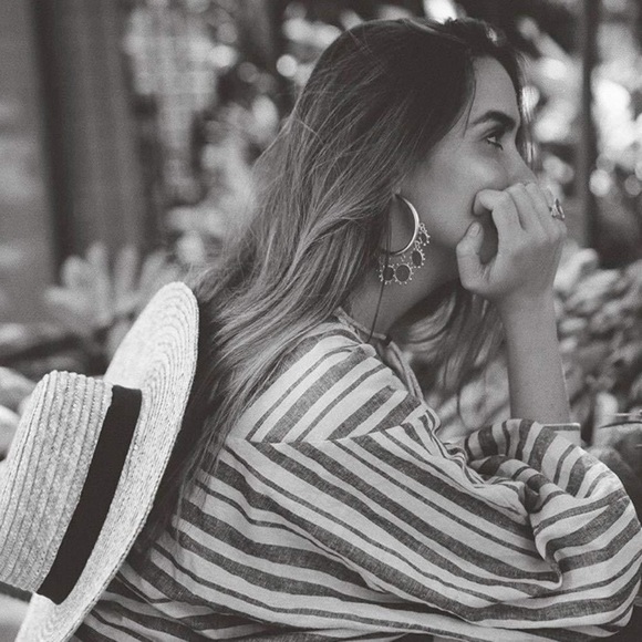 Boho Red Sun Hoop Earrings - Picture 2 of 9